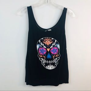Divided | black sugar skull tank top
